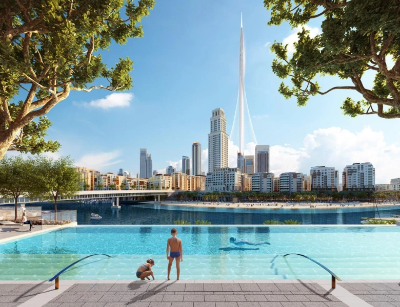 Luxuriöse 3-Zimmer-Wohnung mit Blick auf Vida Beach Resort in Palace Residence Creek Harbour