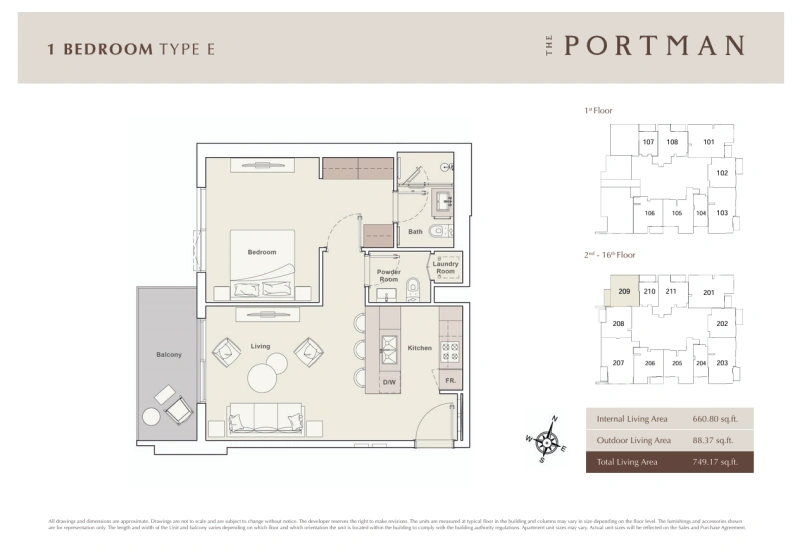 Modernes 1-Schlafzimmer-Apartment mit ausgestatteter Küche