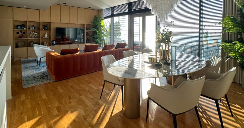 Moderne Luxuswohnung mit Meerblick und riesiger Terrasse in Bluewaters Residences 5