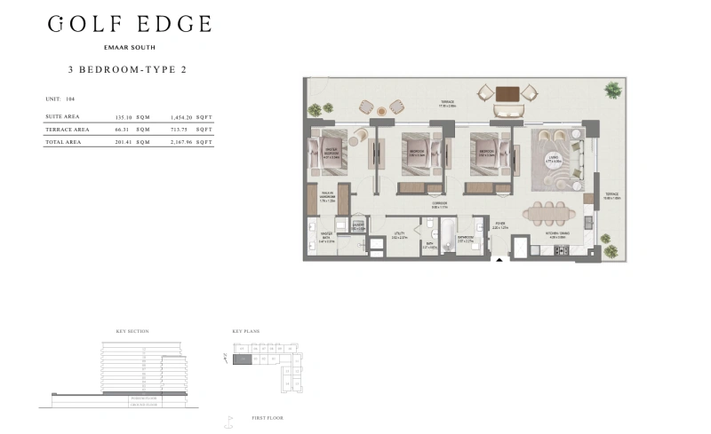 Geräumiges Apartment mit 3 Schlafzimmern riesigem Balkon mit fantastischem Blick auf den Golfplatz!