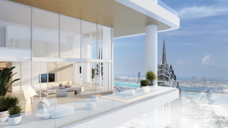 Luxuriöse 5-Zimmer-Duplex-Sky-Villa mit Dienstbotenzimmer und riesigem Balkon mit privatem Pool