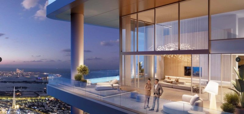 Luxuriöse 5-Zimmer-Duplex-Sky-Villa mit Dienstbotenzimmer und riesigem Balkon mit privatem Pool