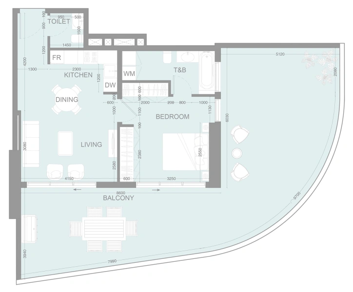 1-Bedroom Apartment in "LUM1NAR TOWER"