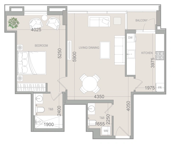 1-Bedroom Apartment in "EVERGR1N HOUSE 4"