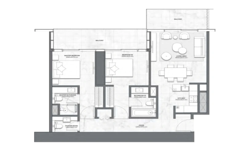 Stilvolle Zwei-Zimmer-Wohnung mit modernem Design