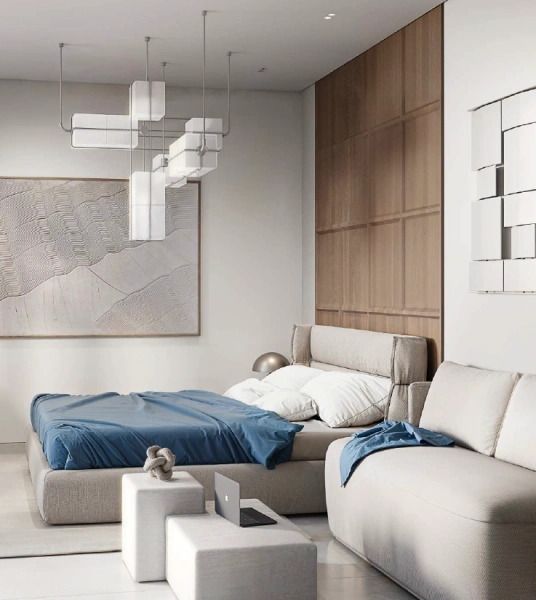 Appartement spacieux avec 1 chambre à coucher et chambre pour le personnel, y compris un grand balcon, salon