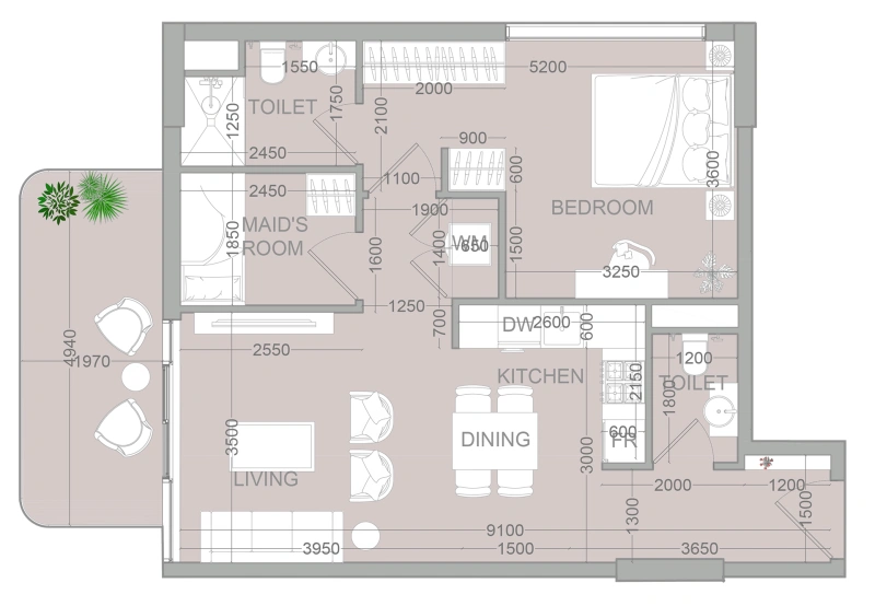 1.5-Bedroom Apartment in "TETR1S TOWER"