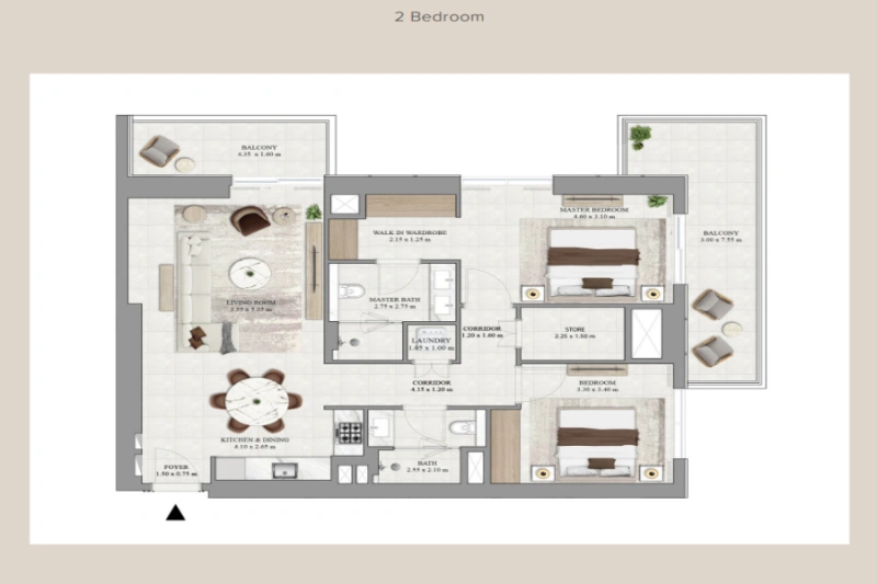 Appartement mit zwei Schlafzimmern