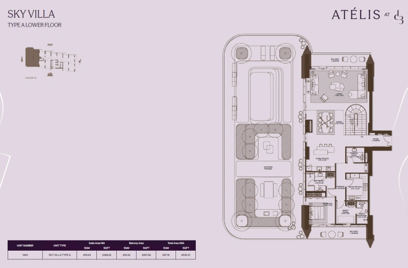 Luxuriöse Sky Villa mit 4 Schlafzimmern und riesigem Balkon mit privatem Pool!