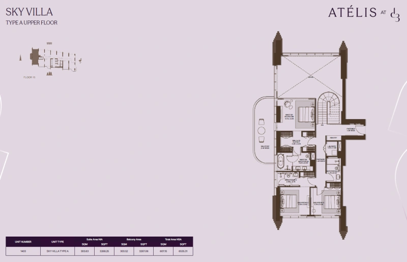 Luxuriöse Sky Villa mit 4 Schlafzimmern und riesigem Balkon mit privatem Pool!