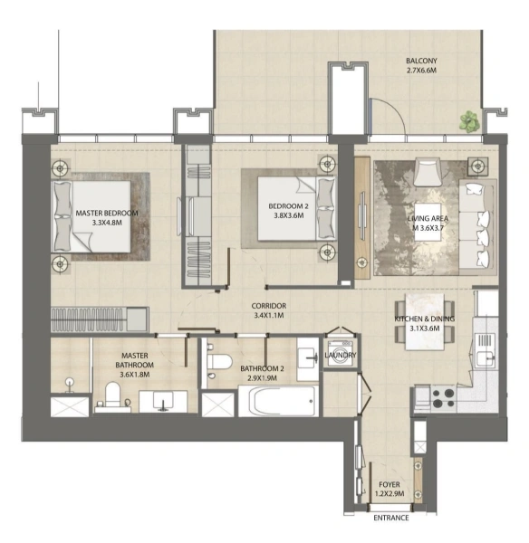 Luxus-Apartment im Herzen von Dubai mit Blick auf den Burj Khalifa
