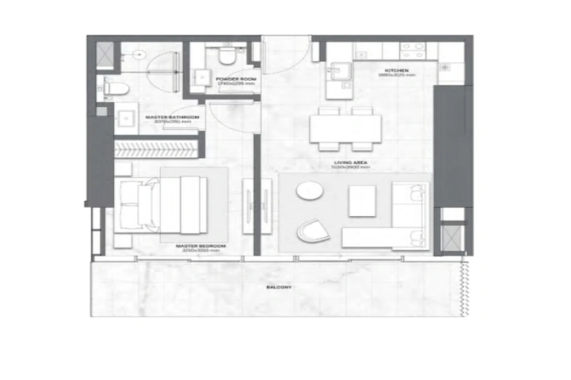 Stilvolle Wohnung mit einem Schlafzimmer und modernem Design