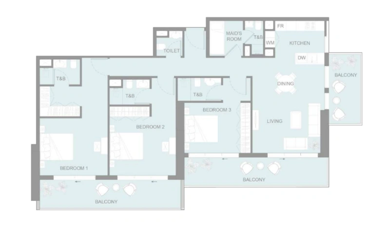 Spacious and exclusive three bedroom apartment in Lum1nar Towers JVT by Object 1