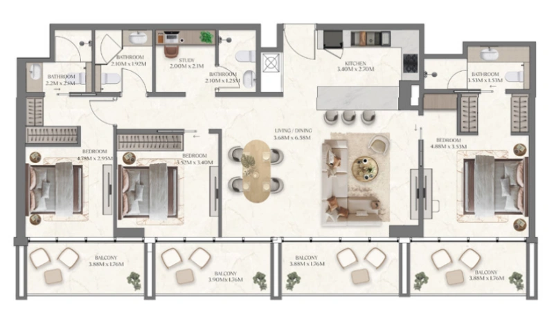 Luxuriöse 3-Zimmer-Wohnung mit Resort-Feeling