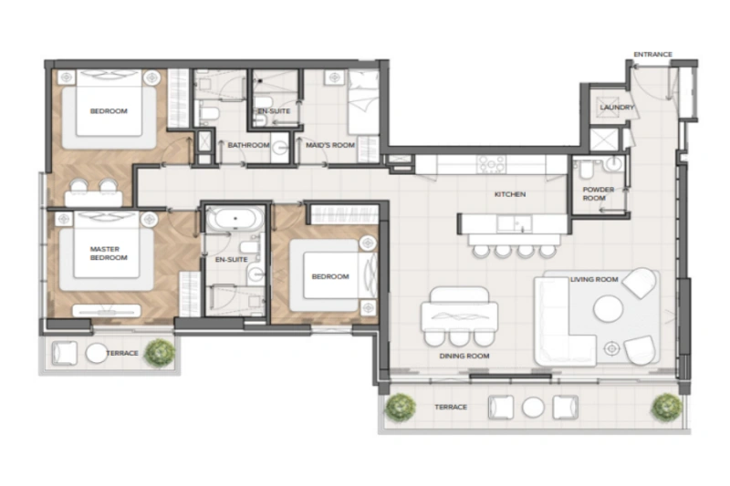 Wohnung mit drei Schlafzimmern