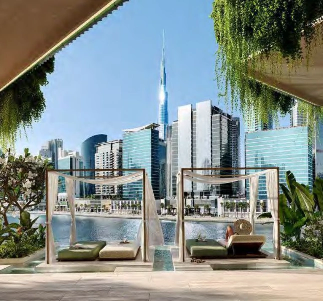 Luxuriöse 2-Zimmer-Wohnung mit Blick auf den Burj Khalifa am Dubai Water Canal